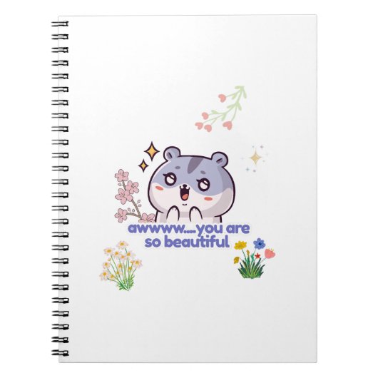 Cahier spiralé esthétique et mignon avec hamster (Devant)