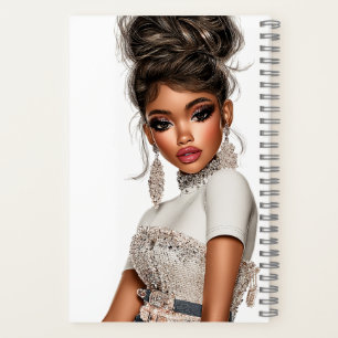 Cahier spiralé fille glamour pailletée et sculptée