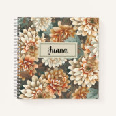 Cahier Spirale Fleurie Chrysanthème Beige Pêche (Devant)