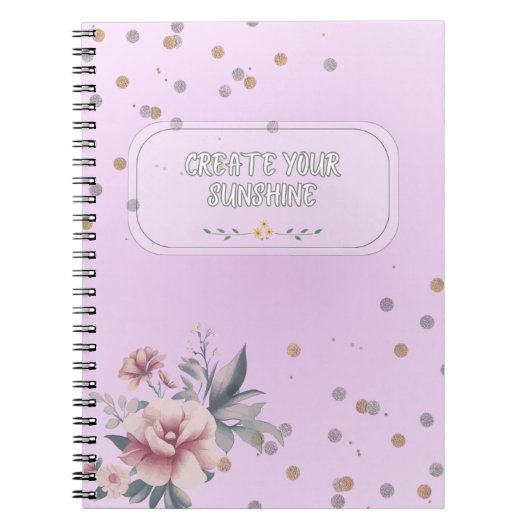 Cahier Spirale Fleurie Violet Clair Féminin (Devant)
