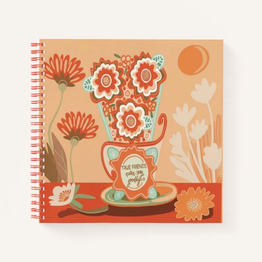 Cahier Spirale Floral Dans Un Style Unique (Devant)