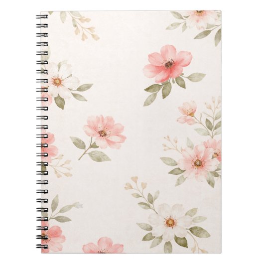 Cahier spiralé floral rose pâle (Devant)