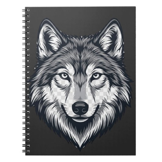Cahier Spirale Graphique Tête de Loup Solitaire Fé (Devant)