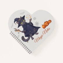 Cahier spiralé Halloween Chat Magique Mignon