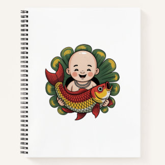 Cahier spiralé | Joli garçon avec carpe koï chanc
