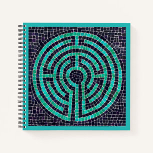 Cahier spiralé LABYRINTHE III 8,5x8,5 - Turquoise
