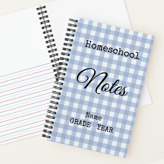 Cahier spiralé Lt. Blue Gingham pour la rentrée sc