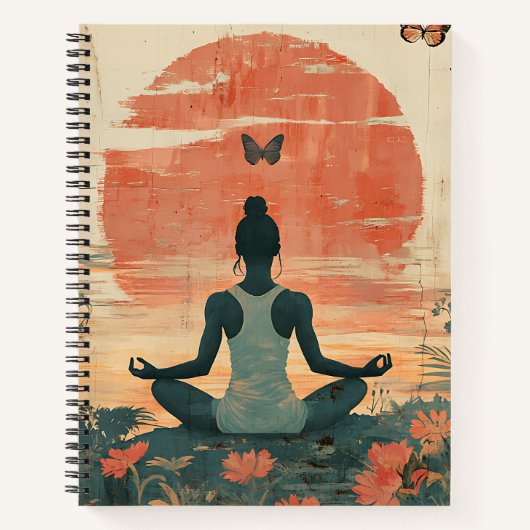 Cahier spiralé Méditation du pré au coucher du sol (Devant)