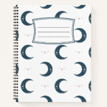 Cahier Spirale Motif Lune 21,59x27,94 cm
