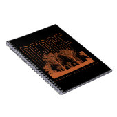 Cahier Spirale Noir Orange Futuriste Paix (Côté Droit)