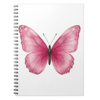 Cahier spiralé papillon rose esthétique