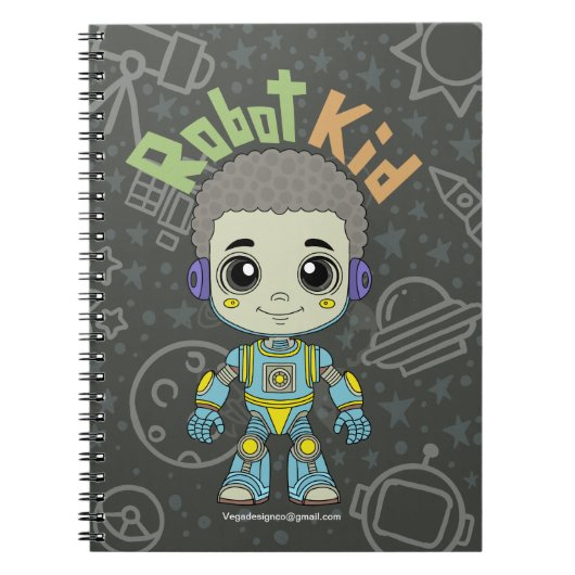 Cahier spirale pour enfant robot (Devant)