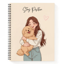 Cahier spiralé "Restez positif" au design mignon