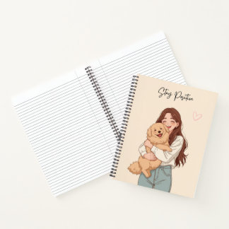 Cahier spiralé "Restez positif" au design mignon