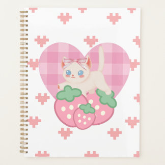 Cahier Spirale Rose à Coeur et Chat Mignon