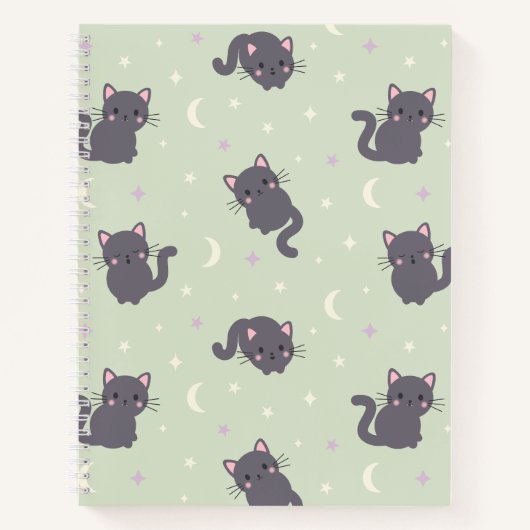 Cahier Spirale Sage Chats Gris Mignons (Devant)