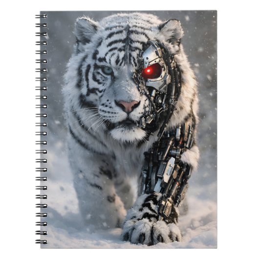 Cahier tigre blanc cyborg (Devant)
