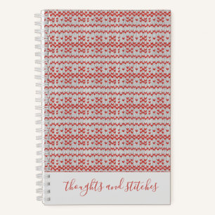 Cahier tricot nordique rouge 5.5x8.5 + Texte