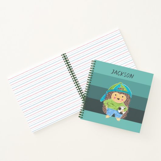Cahier vert pour enfants avec hérisson et ballon d (Intérieur)