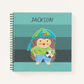 Cahier vert pour enfants avec hérisson et ballon d (Devant)