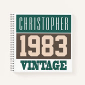 Cahier Vintage Nom avec Année 1983 (Devant)