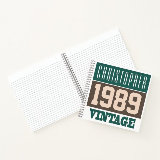 Cahier Vintage Nom avec Année 1989 (Intérieur)