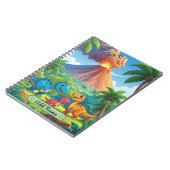 Cahier Volcan Dinosaure Mignon – Nom Éditable (Côté gauche)