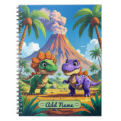 Cahier Volcan Dinosaure Mignon – Nom Modifiable (Devant)