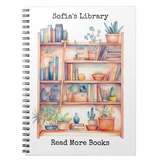 Cahiers de notes aquarelle de bibliothèque personn (Devant)