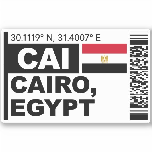 CAI Cairo Boarding Pass - Egypt Travel Sticker (Voorkant)