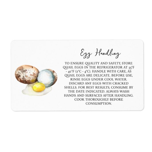 Cail Egg Handing Instruction Carton Care Étiquette (Devant)