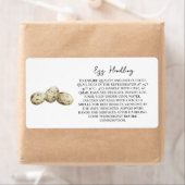 Cail Egg Handing Instruction Carton Care Étiquette (En situation)