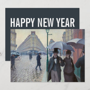 Caillebotte - Happy New Year / Parijs; Rainy Day Feestdagenkaart