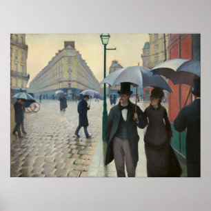 Caillebotte - Parijse straat op een regenachtige d Poster