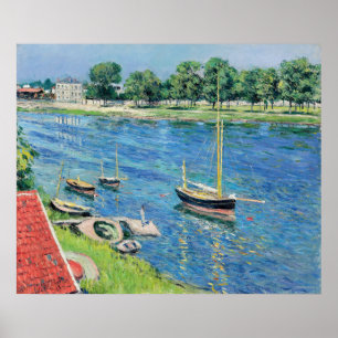 Caillebotte - Seine at Argenteuil, Boats at anchor Poster