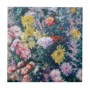 Caillebotte - Witte en Gele Chrysanten Tegeltje