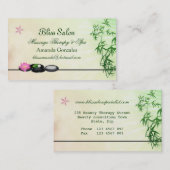 Cailloux noirs, lotus, carte de visite en bambou (Devant / Derrière)