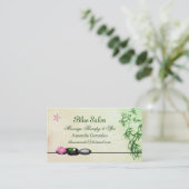 Cailloux noirs, lotus, carte de visite en bambou (Debout devant)