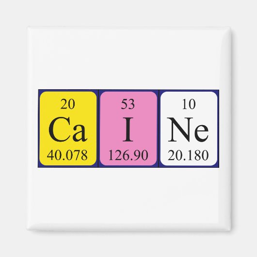 Caine periodiek table name magnet magneet (Voorkant)