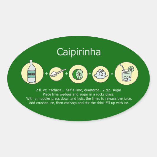 caipirinha , braziliaanse drink ovale sticker (Voorkant)