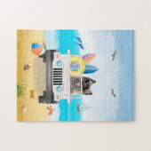 cairn shier Dog Rijden op strand Legpuzzel (Horizontaal)