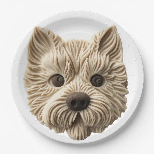 Cairn Terrier 3D geïnspireerd Papieren Bordje (Voorkant)
