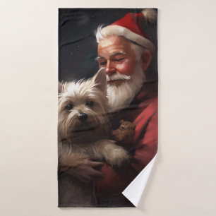 Cairn Terrier Avec Noël Festif Du Père Noël