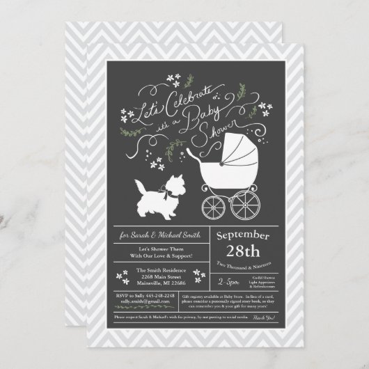 Cairn Terrier-Baby shower Kaart (Voorkant / Achterkant)