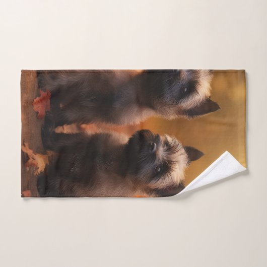 Cairn Terrier Chiot Automne Citrouille de plaisir (Serviette à main)