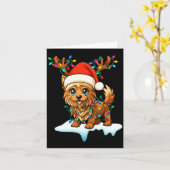 Cairn Terrier Christmas Santa Hat Reindeer Lights  Kaart (Gele Bloem)