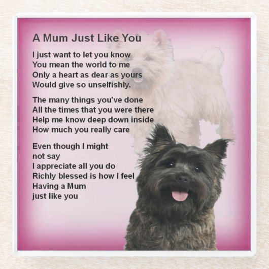 Cairn Terrier Design Mum Poem Onderzetter (Voorkant)