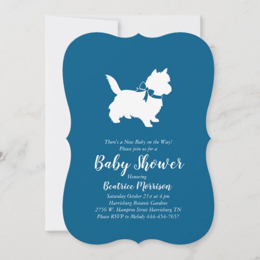 Cairn Terrier Dog Baby shower Blue Boy Kaart (Voorkant)