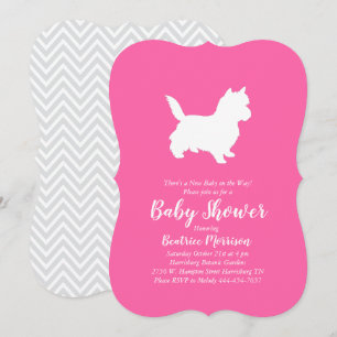 Cairn Terrier Dog Baby shower Pink Girl Kaart