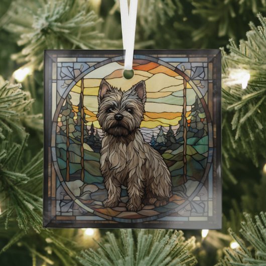 Cairn Terrier Dog Glas Ornament (Insitu)